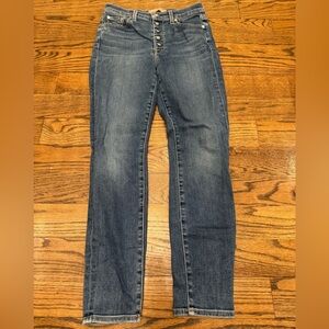 7 For All Mankind Luxe Vintage High Waist Ankle Skinny Jeans 27 Button Fly